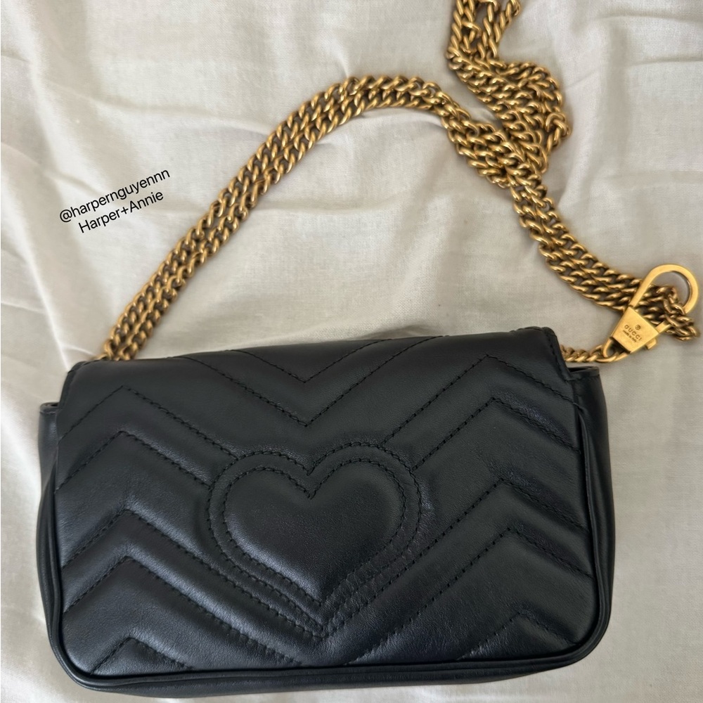 Authentic Gucci- GG Marmont Matelasse Leather Super Mini Bag - Picture 3 of 9